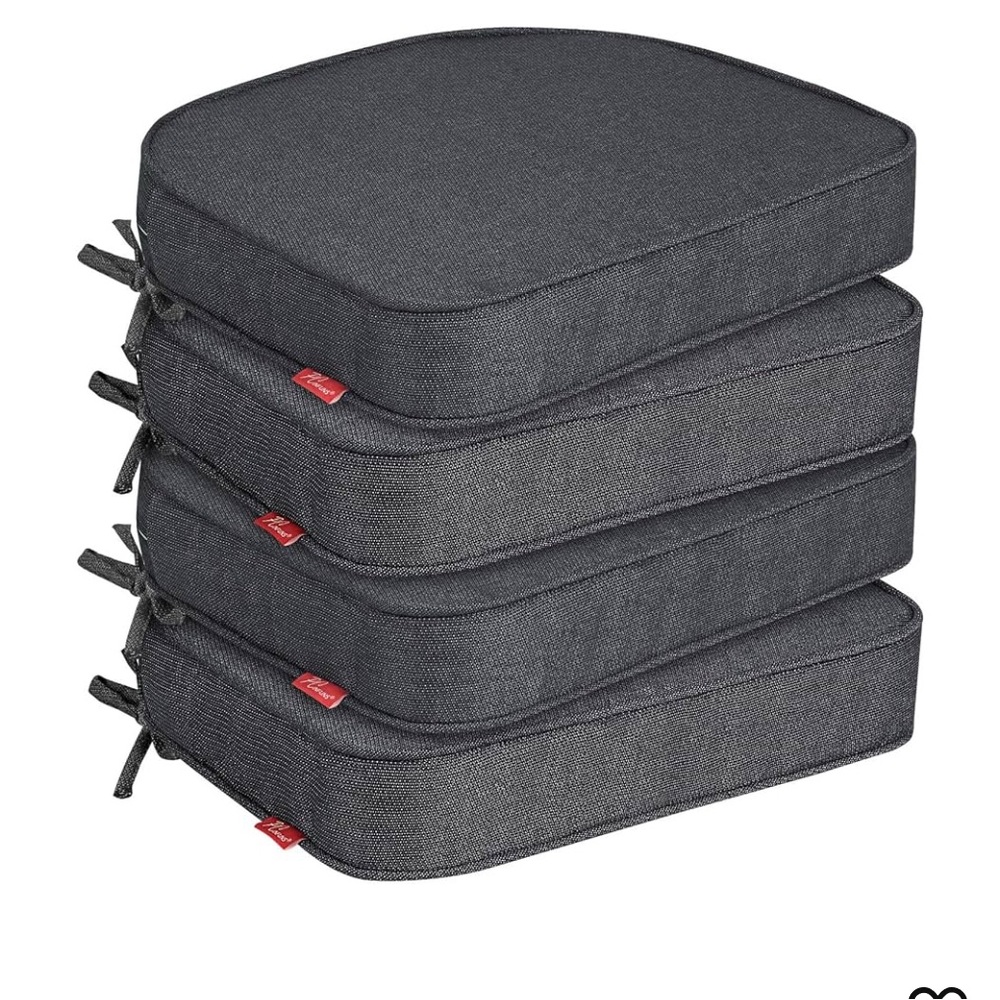 Dark Gray Chair Seat Cushion Covers  - Set of 4